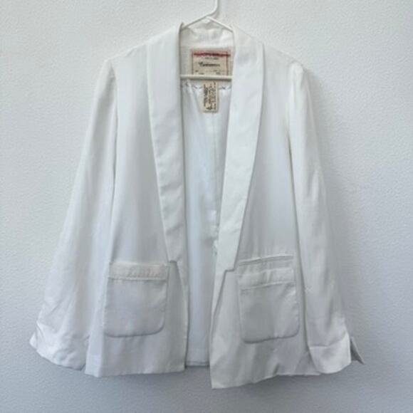 CARTONNIER White Blazer Size 8 Tencel Cotton Minimalist Scandi Light Academia - Picture 1 of 8
